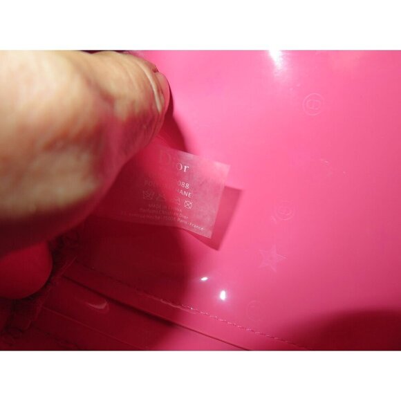 Dior Cosmetic Makeup Beauty Pouch Clutch Hot Pink D Embellished Zipper Charm - Picture 10 of 12